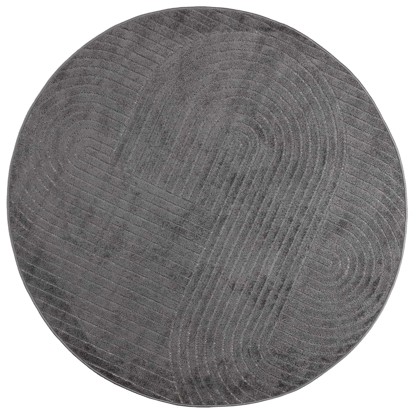 Tappeti per area Rotondo PALMERAS Antracite Ø 200 CM Poliestere | homemem39