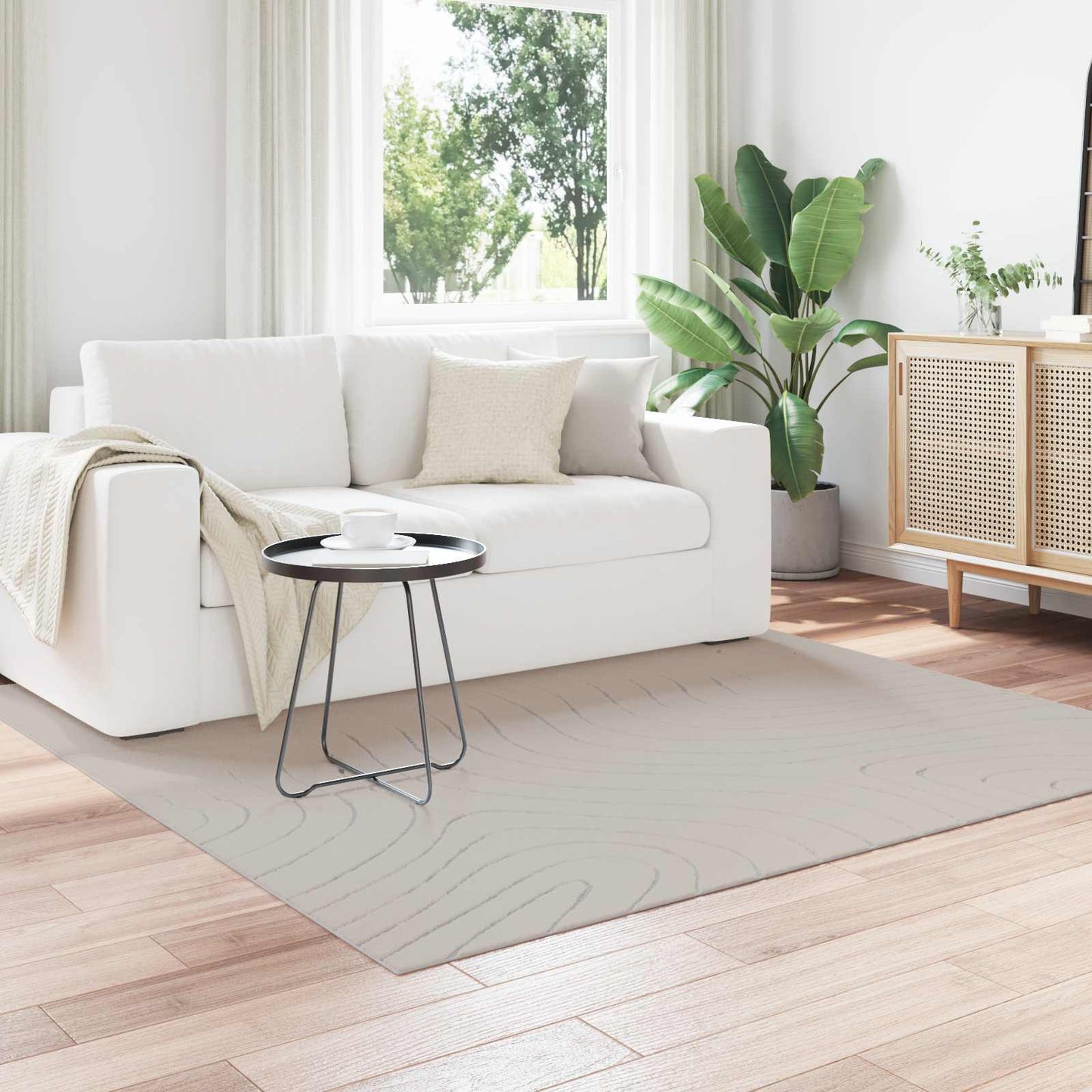 Tappeti per area Quadrato PALMERAS Crema 120 x 120 cm | homemem39