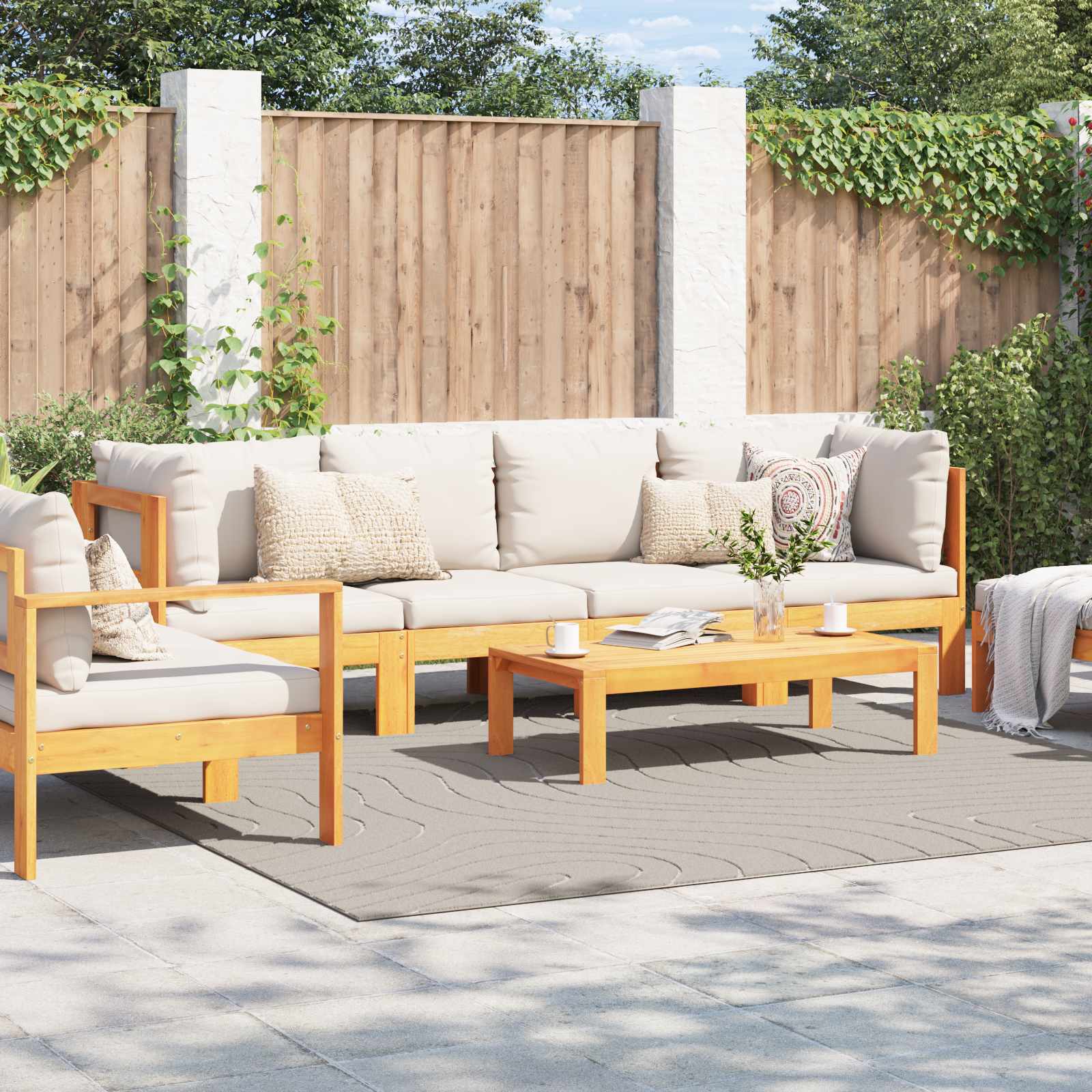 Tappeti per area Quadrato PALMERAS Crema 240 x 240 cm | homemem39