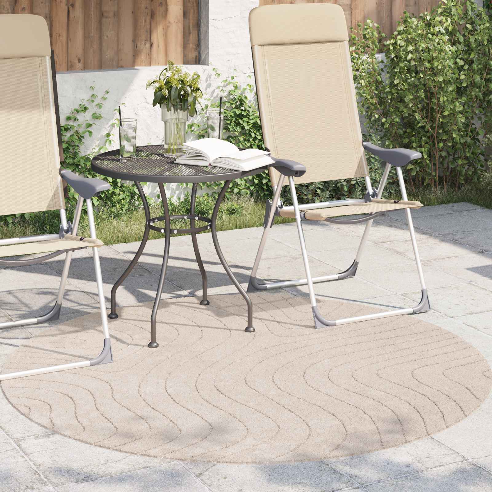 Tappeti per area Rotondo PALMERAS Beige Ø 200 CM Poliestere | homemem39