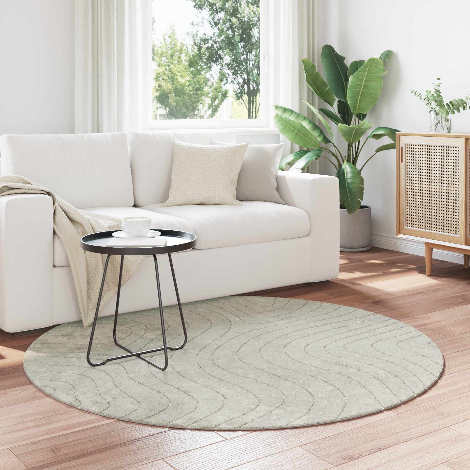 Tappeti per area Rotondo PALMERAS Verde Ø 120 CM Poliestere | homemem39