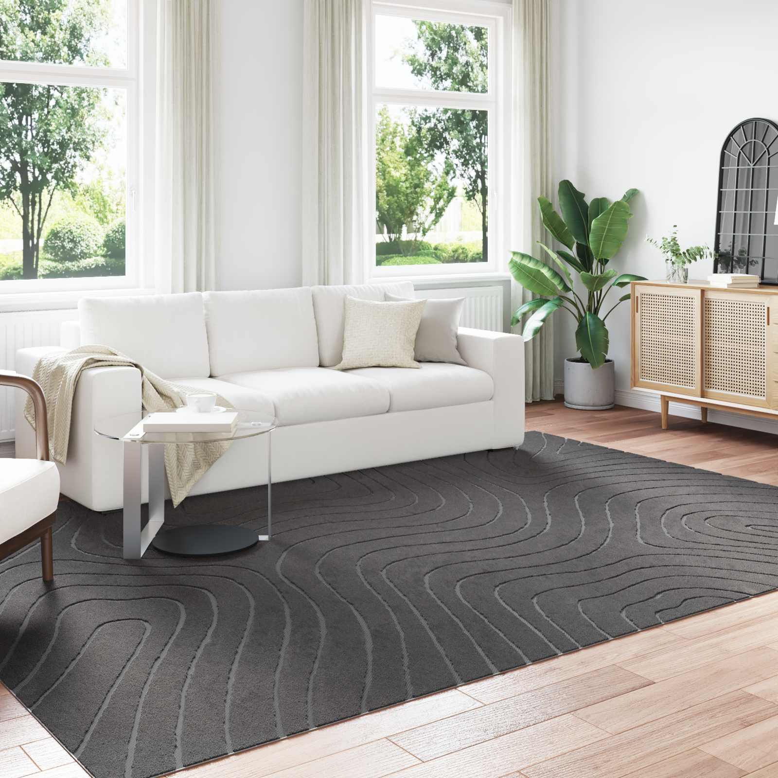 Tappeti per area PALMERAS Antracite 280 x 200 cm Poliestere | homemem39