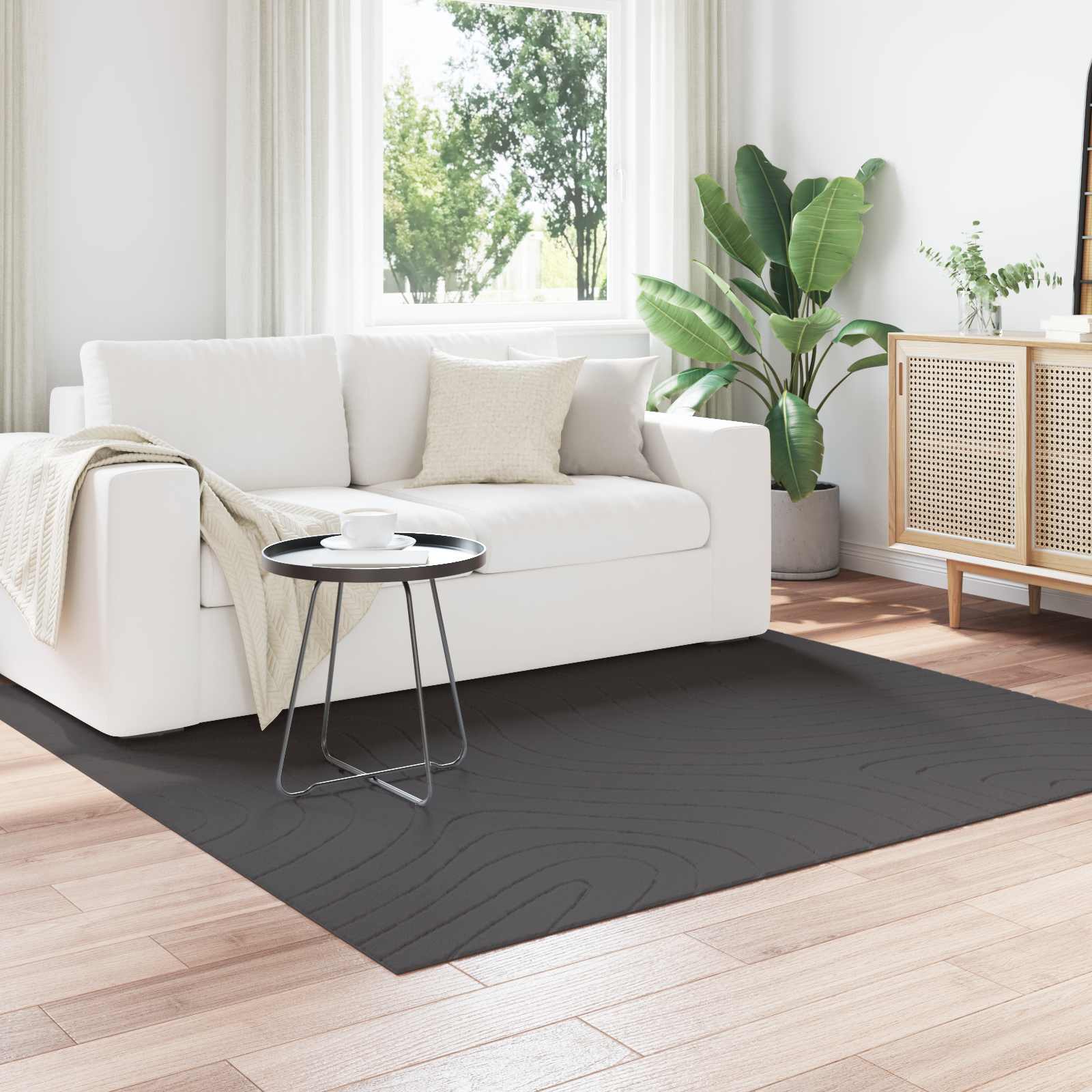 Tappeti per area PALMERAS Antracite 120 x 120 cm Poliestere | homemem39