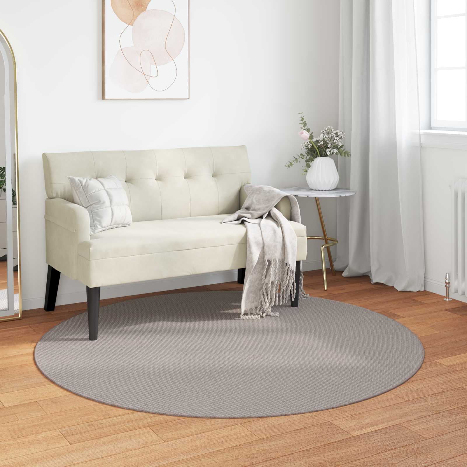 Tappeti per area Rotondo LUGO Crema e Taupe Ø 160 CM Poliestere | homemem39