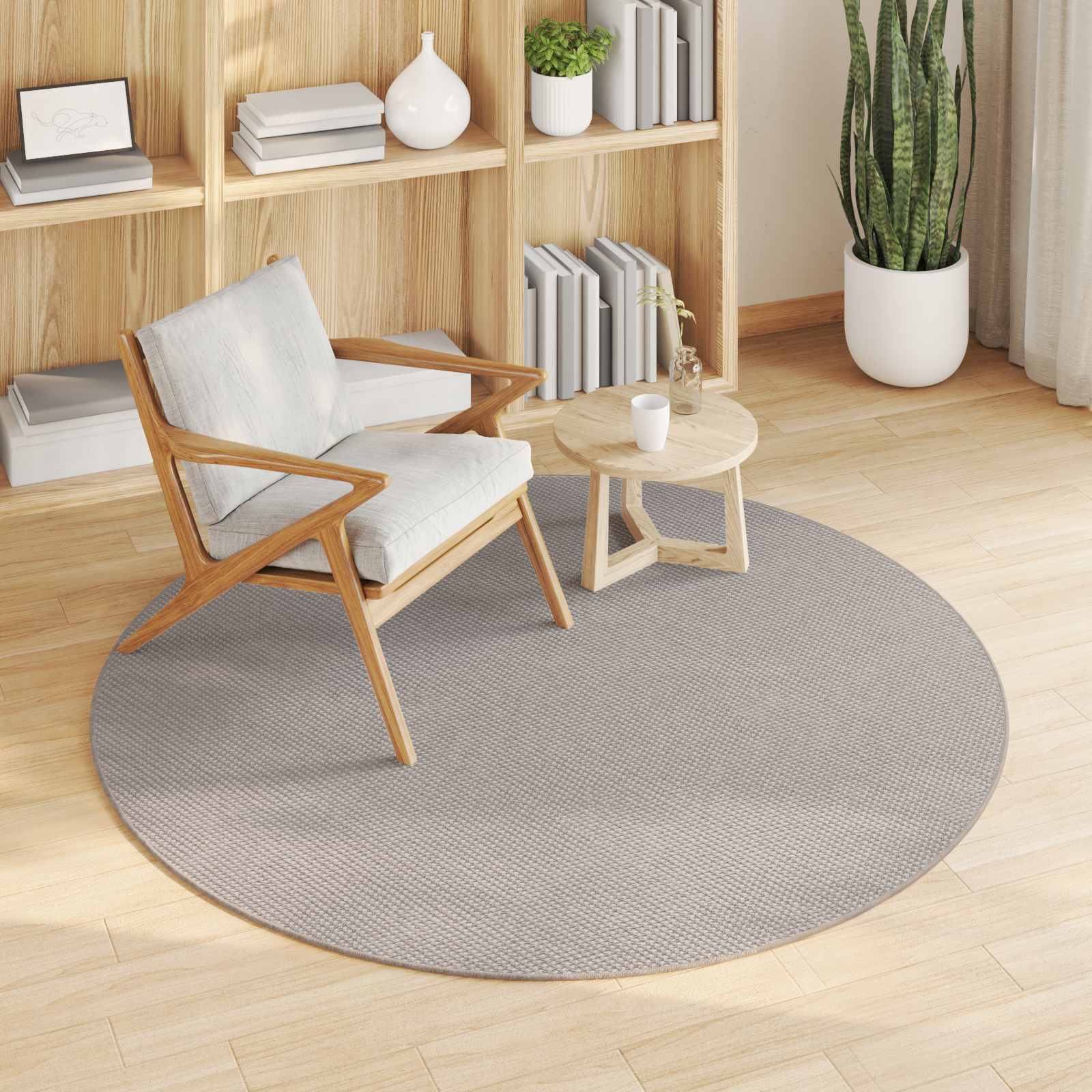 Tappeti per area Rotondo LUGO Crema e Taupe Ø 200 CM Poliestere | homemem39