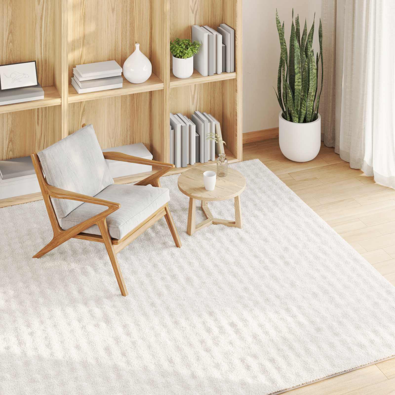 Tappeti per area Quadrato SIROLO Crema 120 x 120 cm Poliestere | homemem39