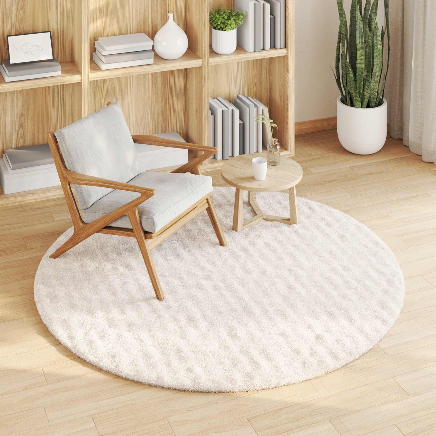 Tappeti per area Rotondo SIROLO Crema Ø 120 CM Poliestere | homemem39