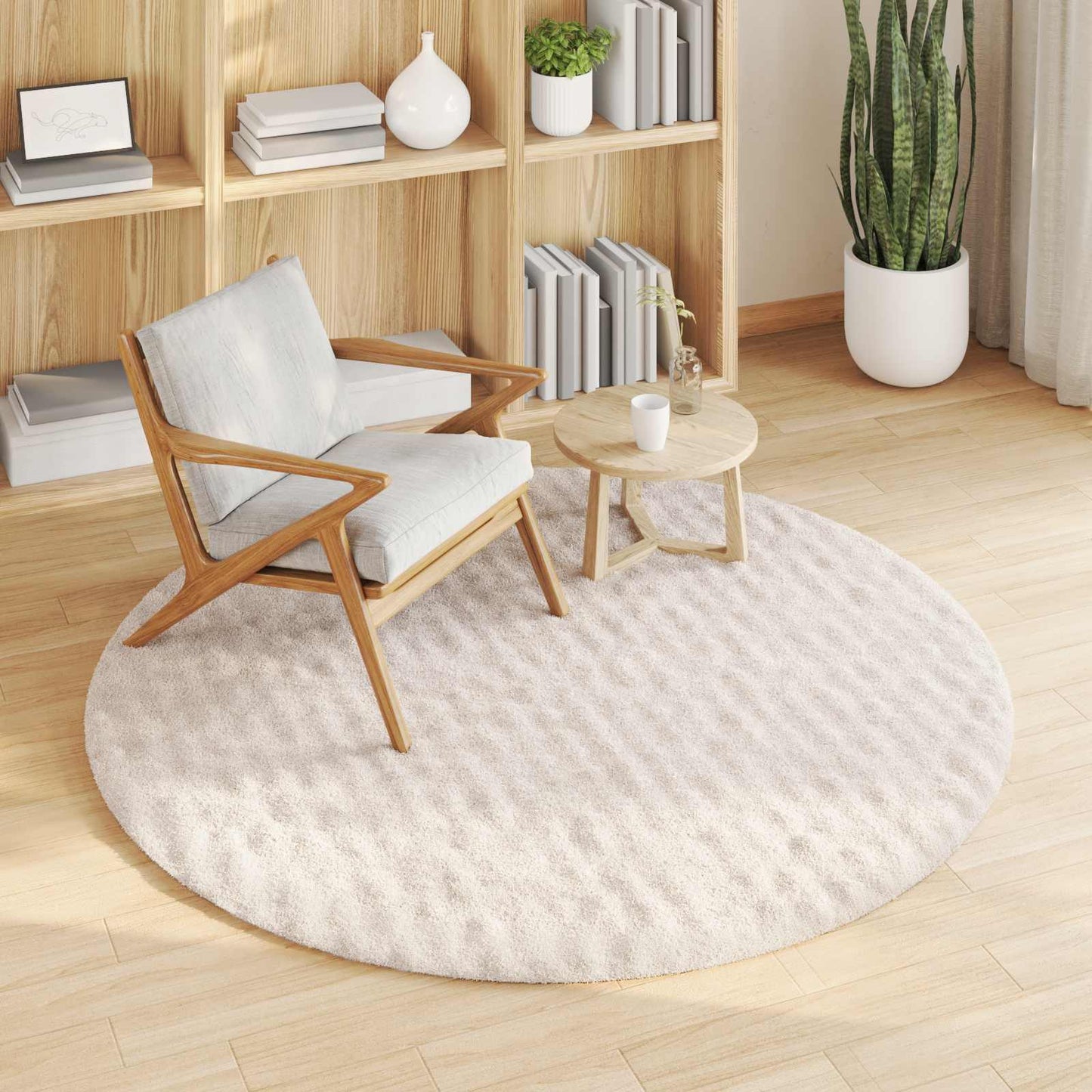 Tappeti per area Rotondo SIROLO Beige Ø 160 CM Poliestere | homemem39