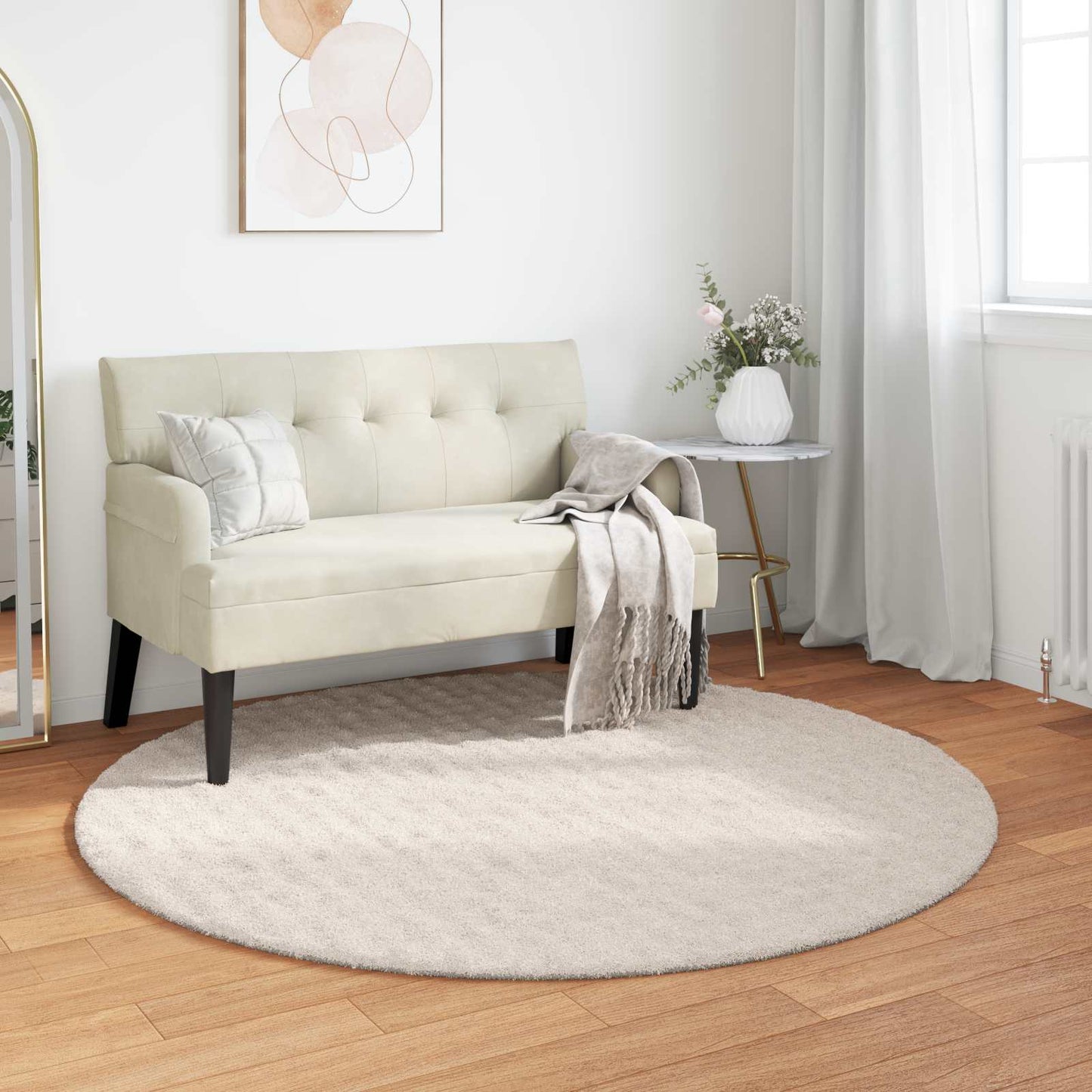 Tappeti per area Rotondo SIROLO Beige Ø 200 CM Poliestere | homemem39