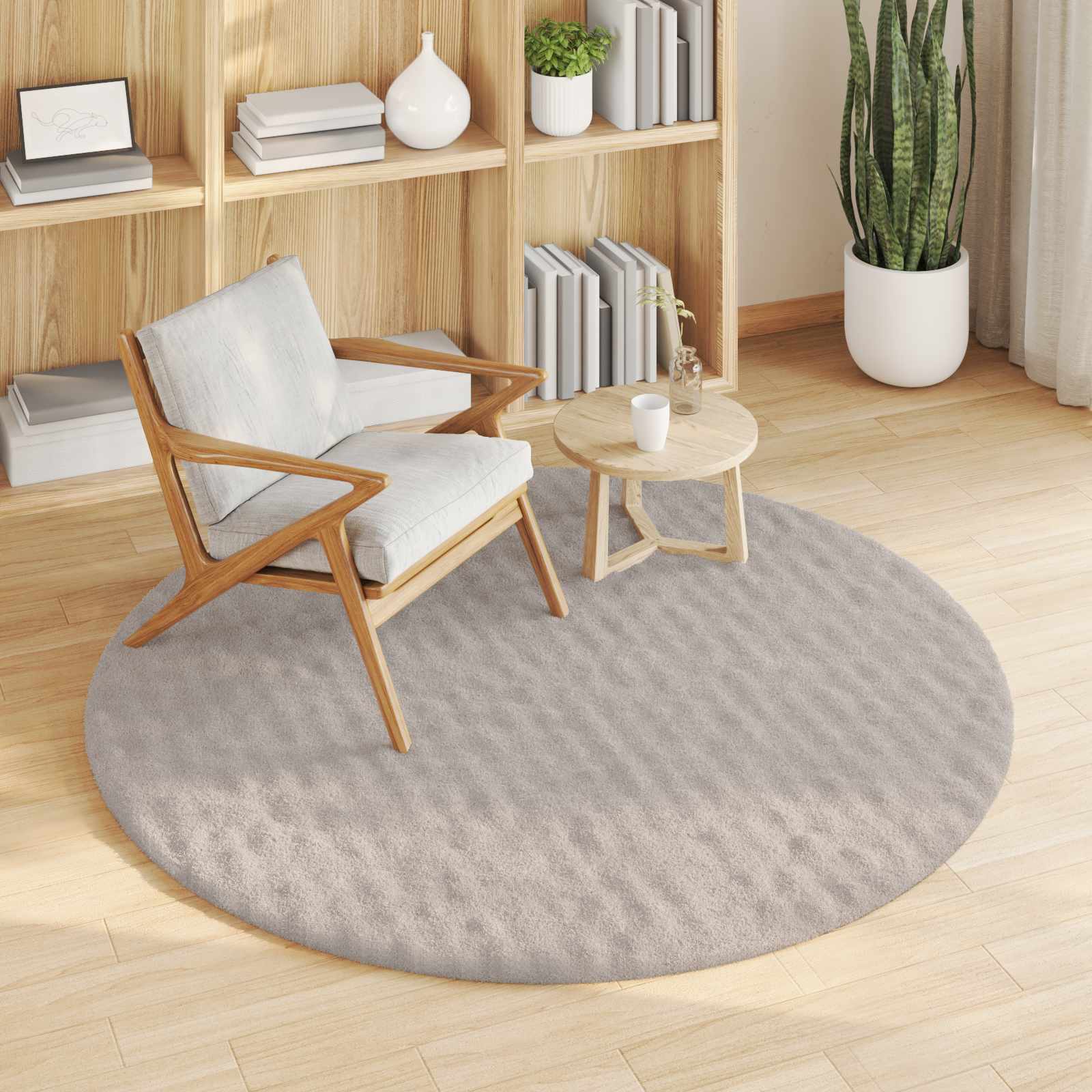 Tappeti per area Rotondo SIROLO Sabbia Ø 160 CM Poliestere | homemem39