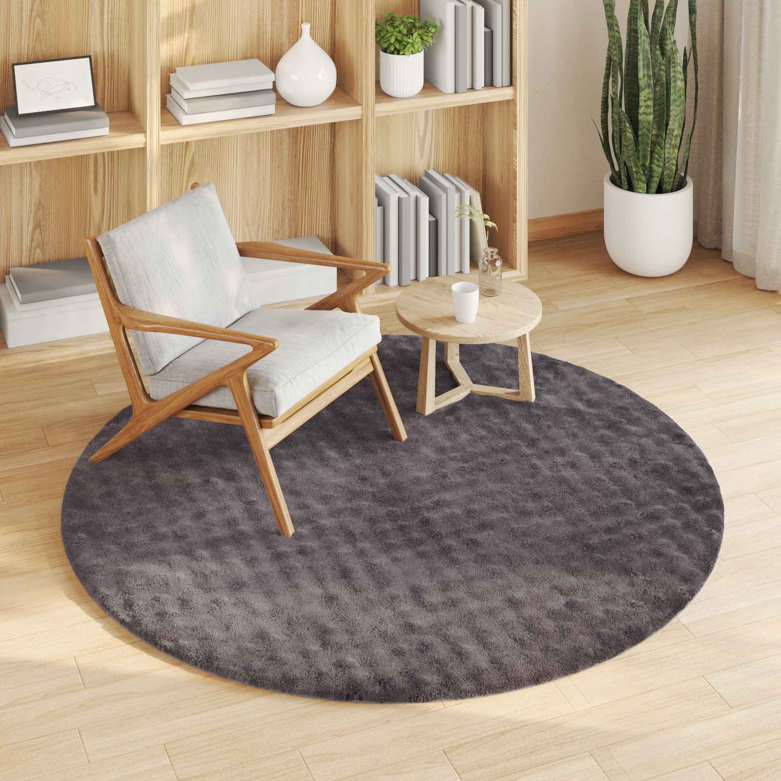 Tappeti per area Rotondo SIROLO Antracite Ø 120 CM Poliestere | homemem39