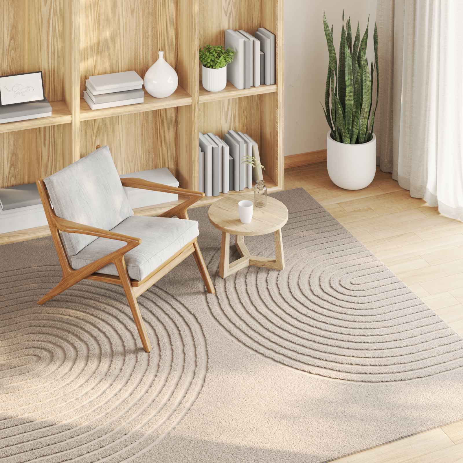 Tappeti per area Quadrato GALATI Beige 120 x 120 cm Poliestere | homemem39
