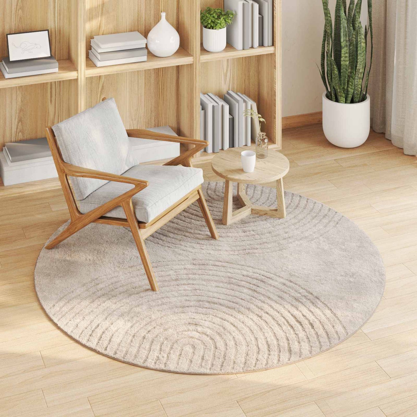 Tappeti per area Rotondo GALATI Beige Ø 160 CM Poliestere