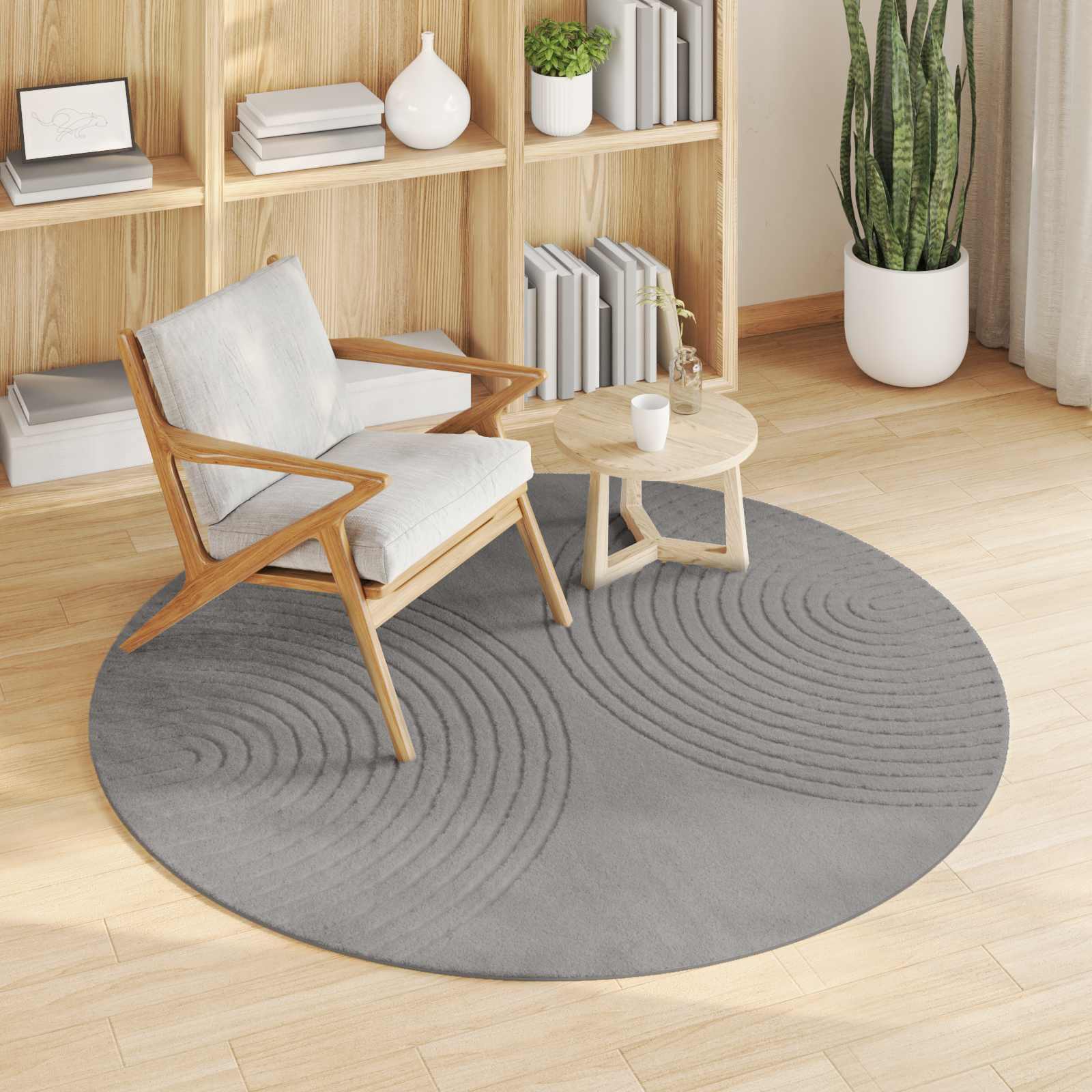 Tappeti per area Rotondo GALATI Grigio Ø 120 CM Poliestere | homemem39