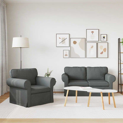 Divano 120cm 2 pcs Grigio scuro Metallo