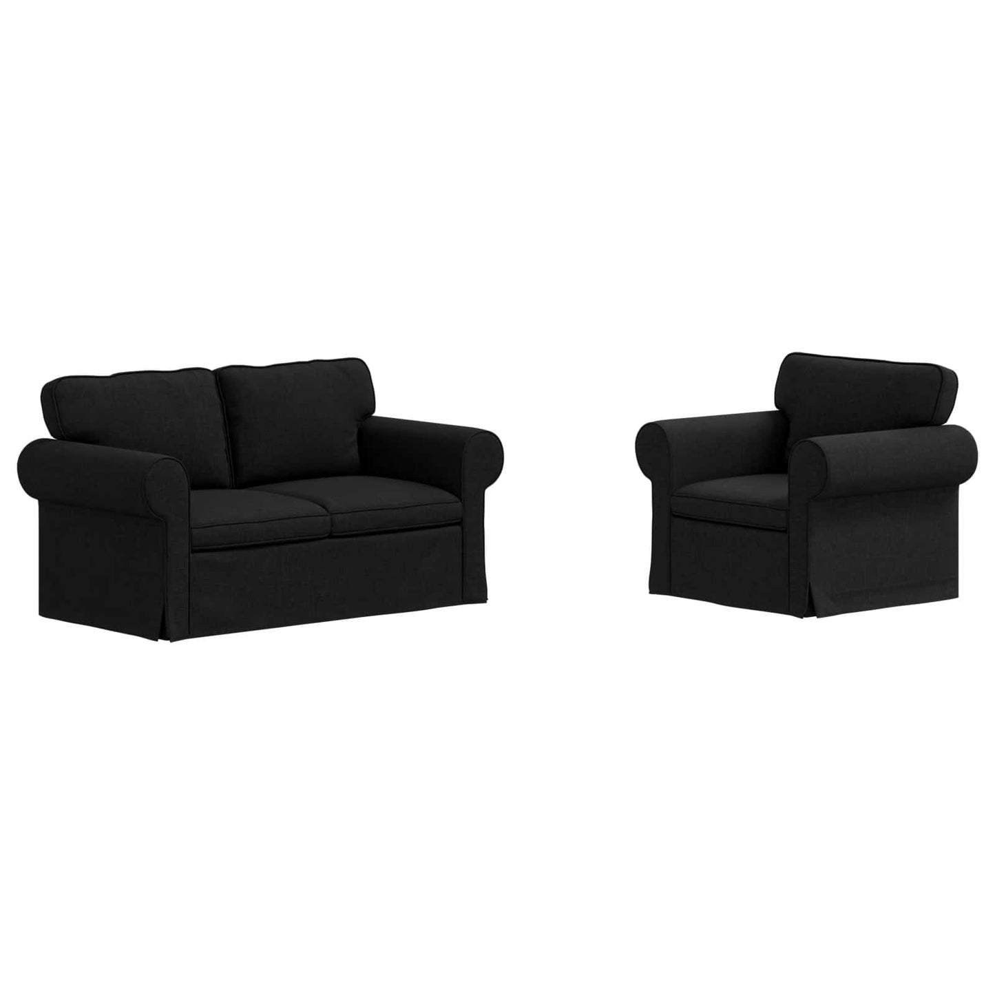Divano 120cm 2 pcs Nero Metallo