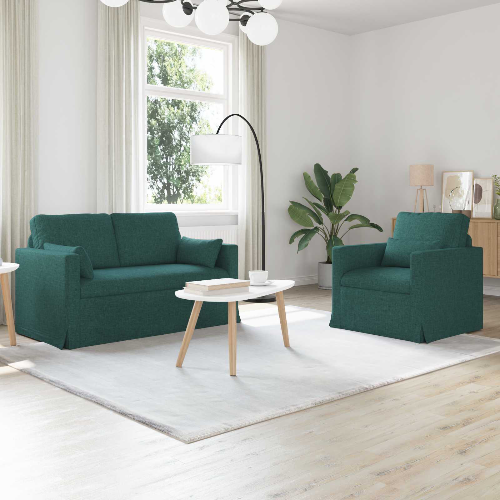 Set di divani 2 pcs Verde Scuro 139 x 78 x 80 cm Tessuto | homemem39