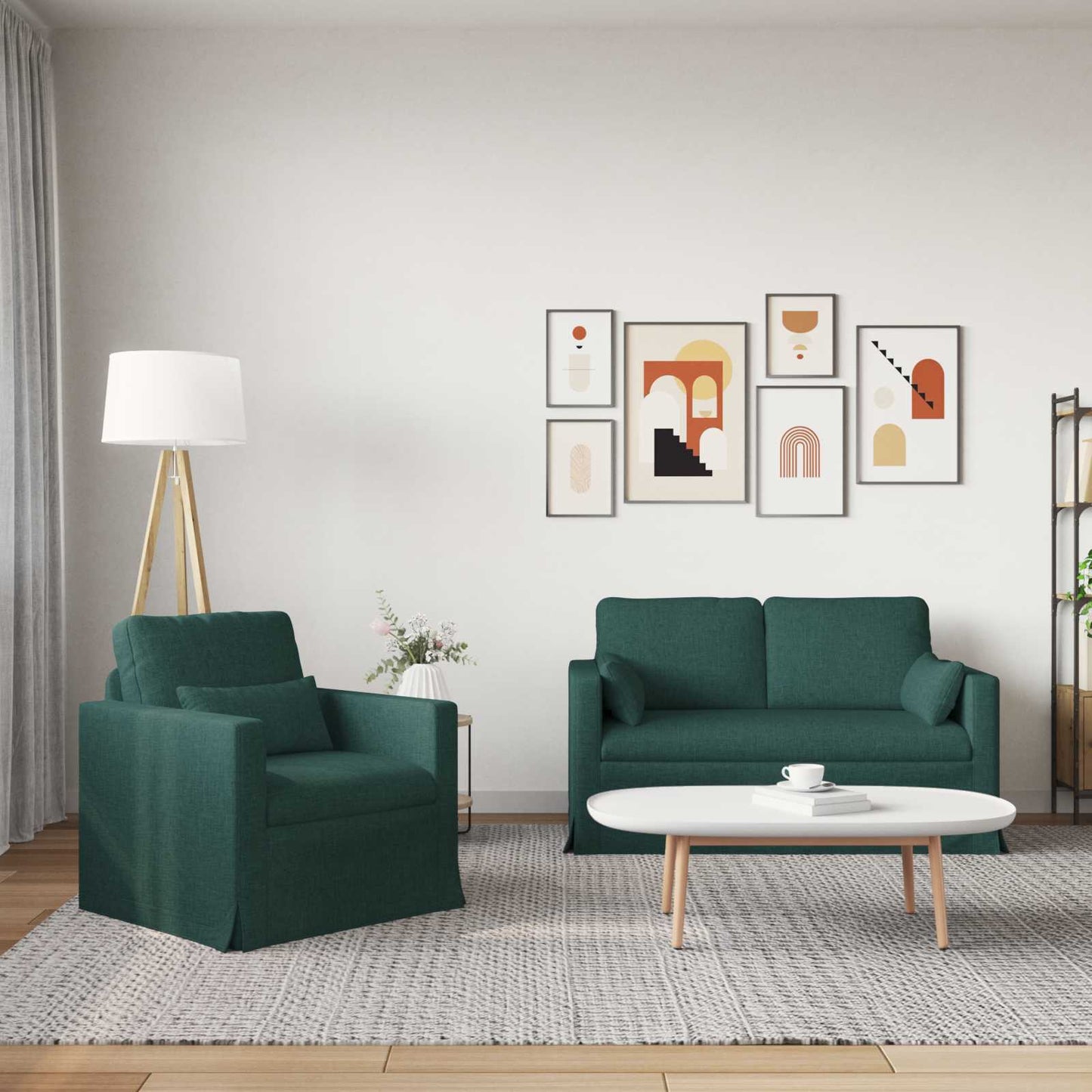 Set di divani 2 pcs Verde Scuro 139 x 78 x 80 cm Tessuto | homemem39