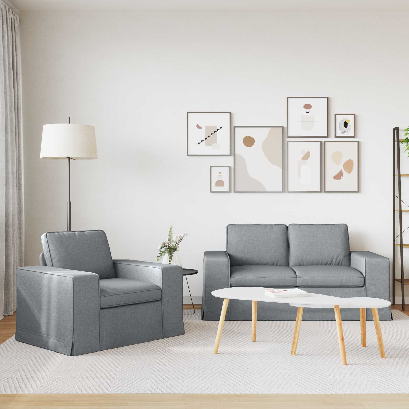 Set di divani 2 pcs Grigio chiaro 162 x 80 x 82 cm Tessuto | homemem39