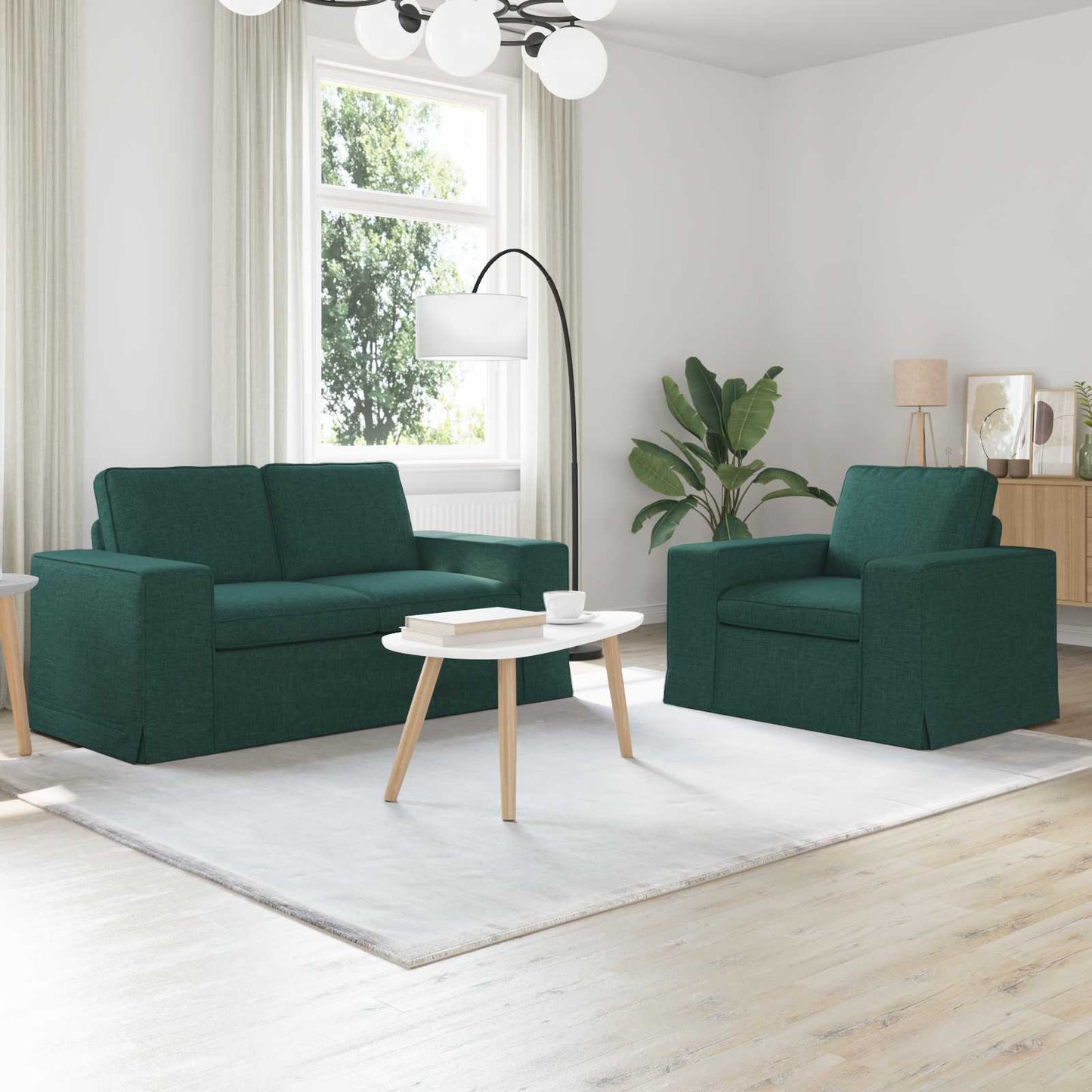 Set di divani 2 pcs Verde Scuro 162 x 80 x 82 cm Tessuto | homemem39