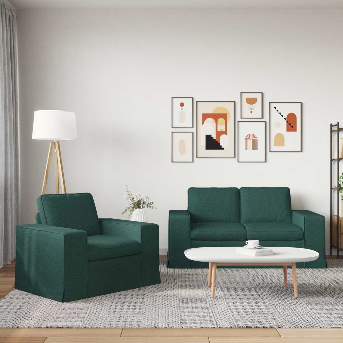 Set di divani 2 pcs Verde Scuro 162 x 80 x 82 cm Tessuto | homemem39
