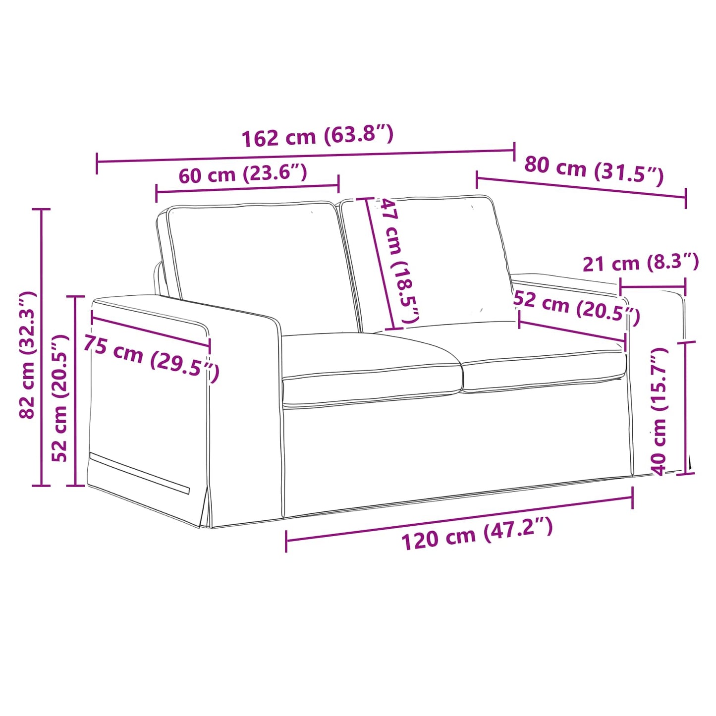 Set di divani 2 pcs Crema 162 x 80 x 82 cm Tessuto | homemem39