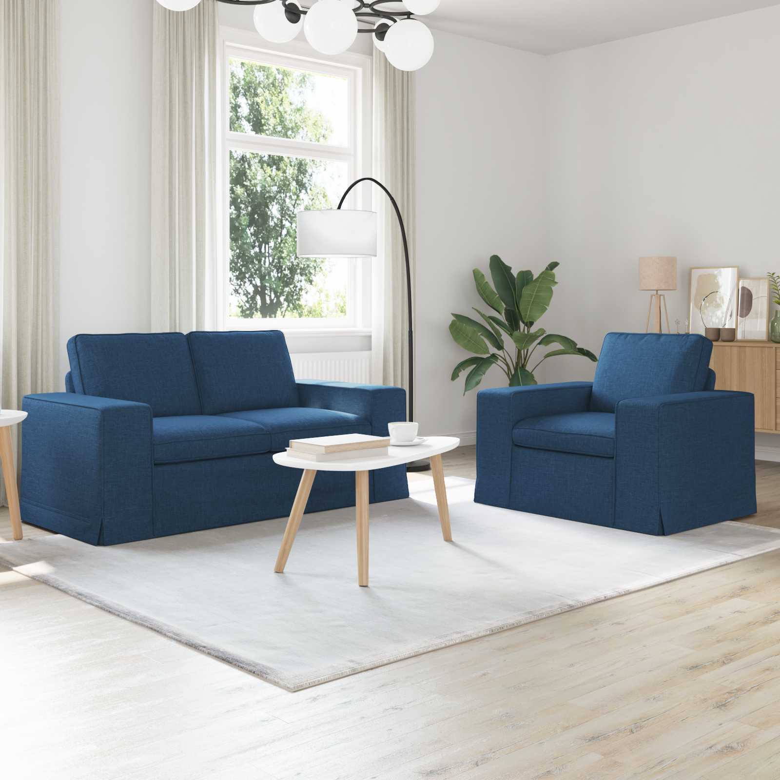 Set di divani 2 pcs Blu 162 x 80 x 82 cm Tessuto | homemem39