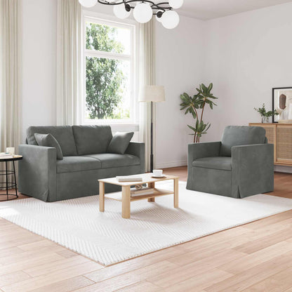 Set di divani 2 pcs Grigio scuro 138 x 78 x 80 cm Velluto | homemem39