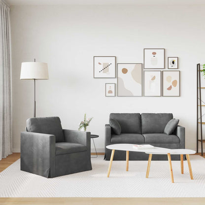 Set di divani 2 pcs Grigio scuro 138 x 78 x 80 cm Velluto | homemem39