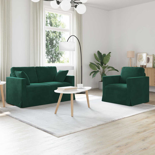 Set di divani 2 pcs Verde Scuro 138 x 78 x 80 cm Velluto | homemem39
