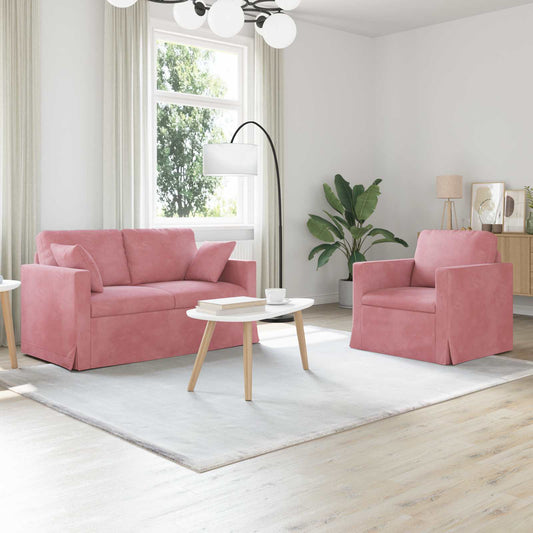 Set di divani 2 pcs Rosa 138 x 78 x 80 cm Velluto | homemem39
