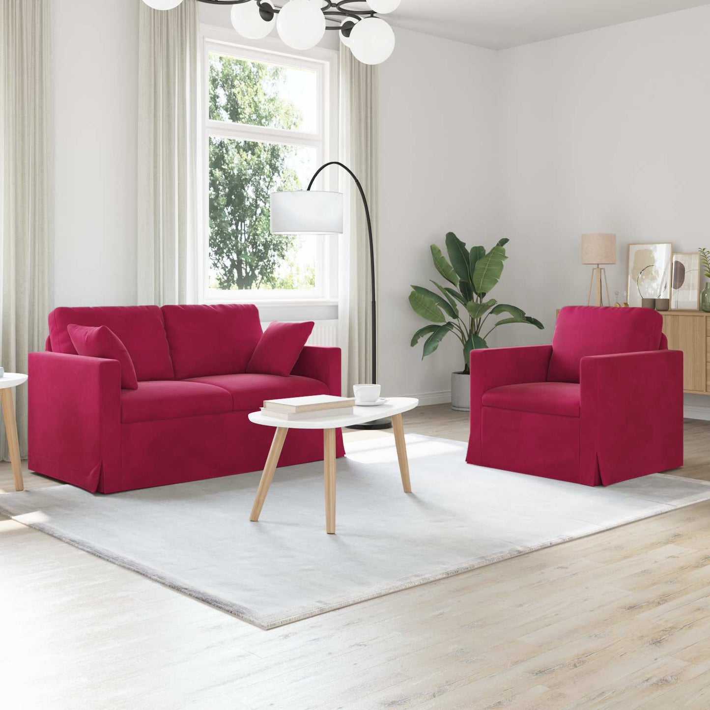 Set di divani 2 pcs Rosso Vino 138 x 78 x 80 cm Velluto | homemem39
