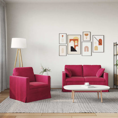 Set di divani 2 pcs Rosso Vino 138 x 78 x 80 cm Velluto | homemem39
