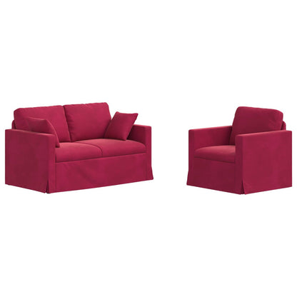 Set di divani 2 pcs Rosso Vino 138 x 78 x 80 cm Velluto | homemem39