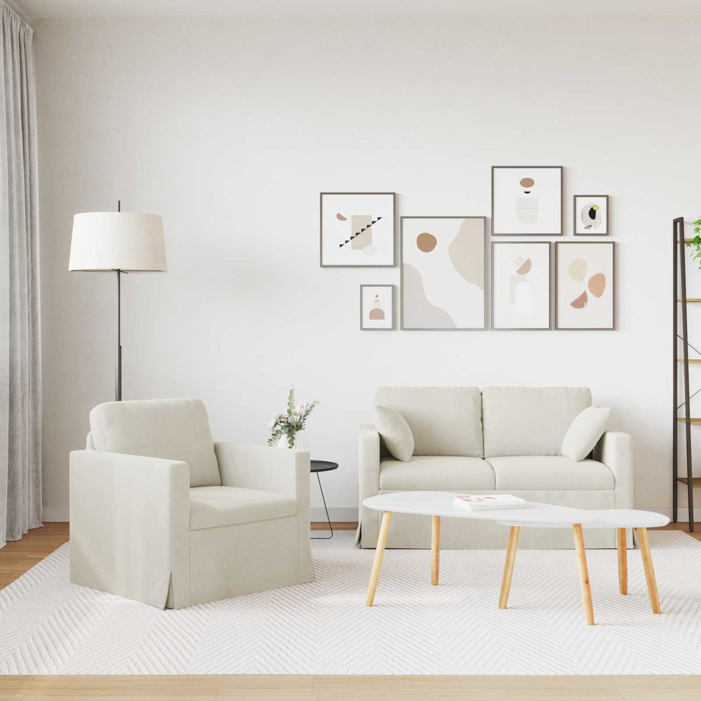 Set di divani 2 pcs Crema 138 x 78 x 80 cm Velluto | homemem39