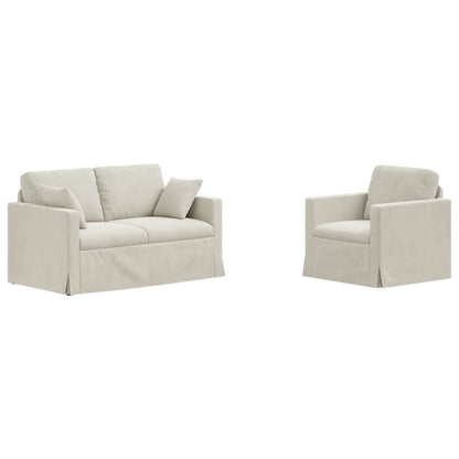 Set di divani 2 pcs Crema 138 x 78 x 80 cm Velluto
