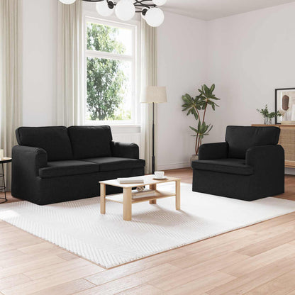 Set di divani 2 pcs Nero 144 x 80 x 85 cm Tessuto | homemem39