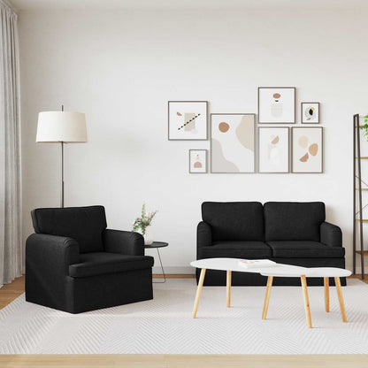 Set di divani 2 pcs Nero 144 x 80 x 85 cm Tessuto | homemem39