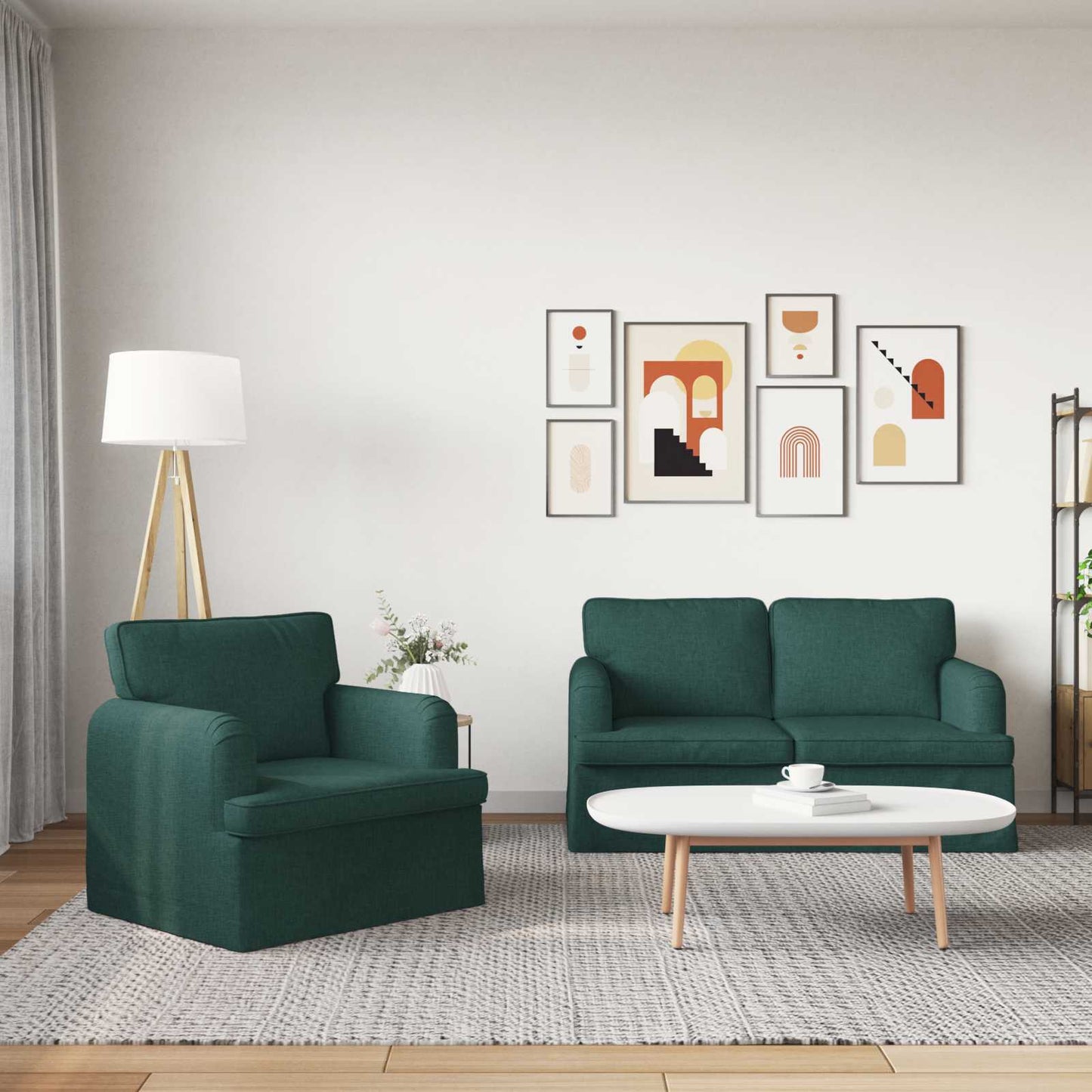 Set di divani 2 pcs Verde Scuro 144 x 80 x 85 cm Tessuto | homemem39
