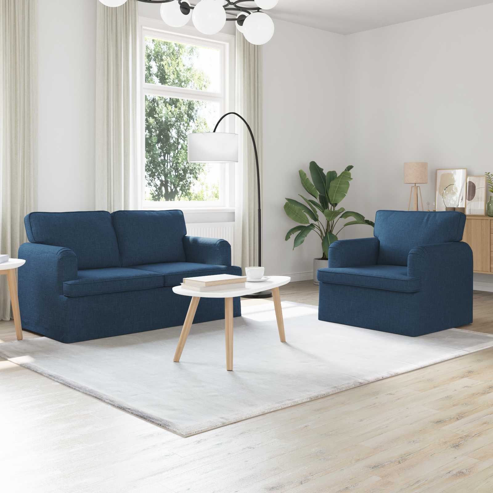 Set di divani 2 pcs Blu 144 x 80 x 85 cm Tessuto | homemem39