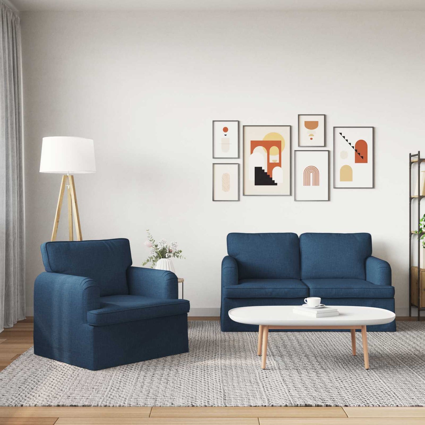 Set di divani 2 pcs Blu 144 x 80 x 85 cm Tessuto | homemem39