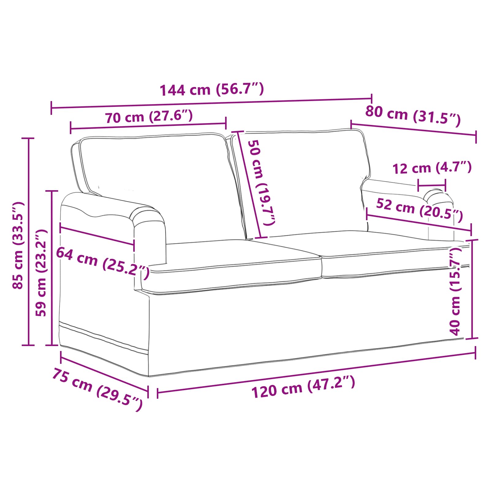 Set di divani 2 pcs Blu 144 x 80 x 85 cm Tessuto | homemem39