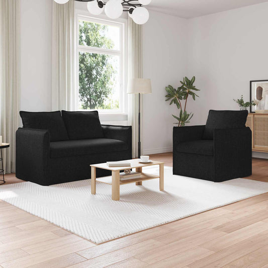 Set di divani 2 pcs Nero 136 x 82 x 85 cm Tessuto | homemem39