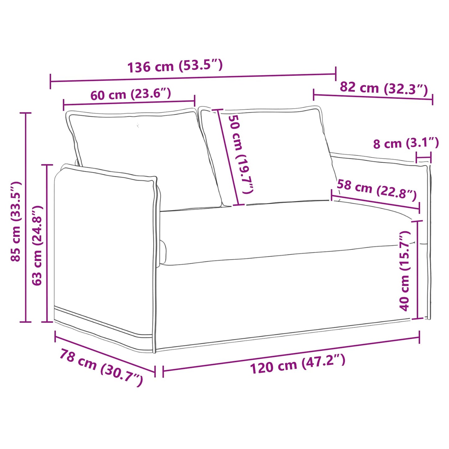 Set di divani 2 pcs Nero 136 x 82 x 85 cm Tessuto | homemem39