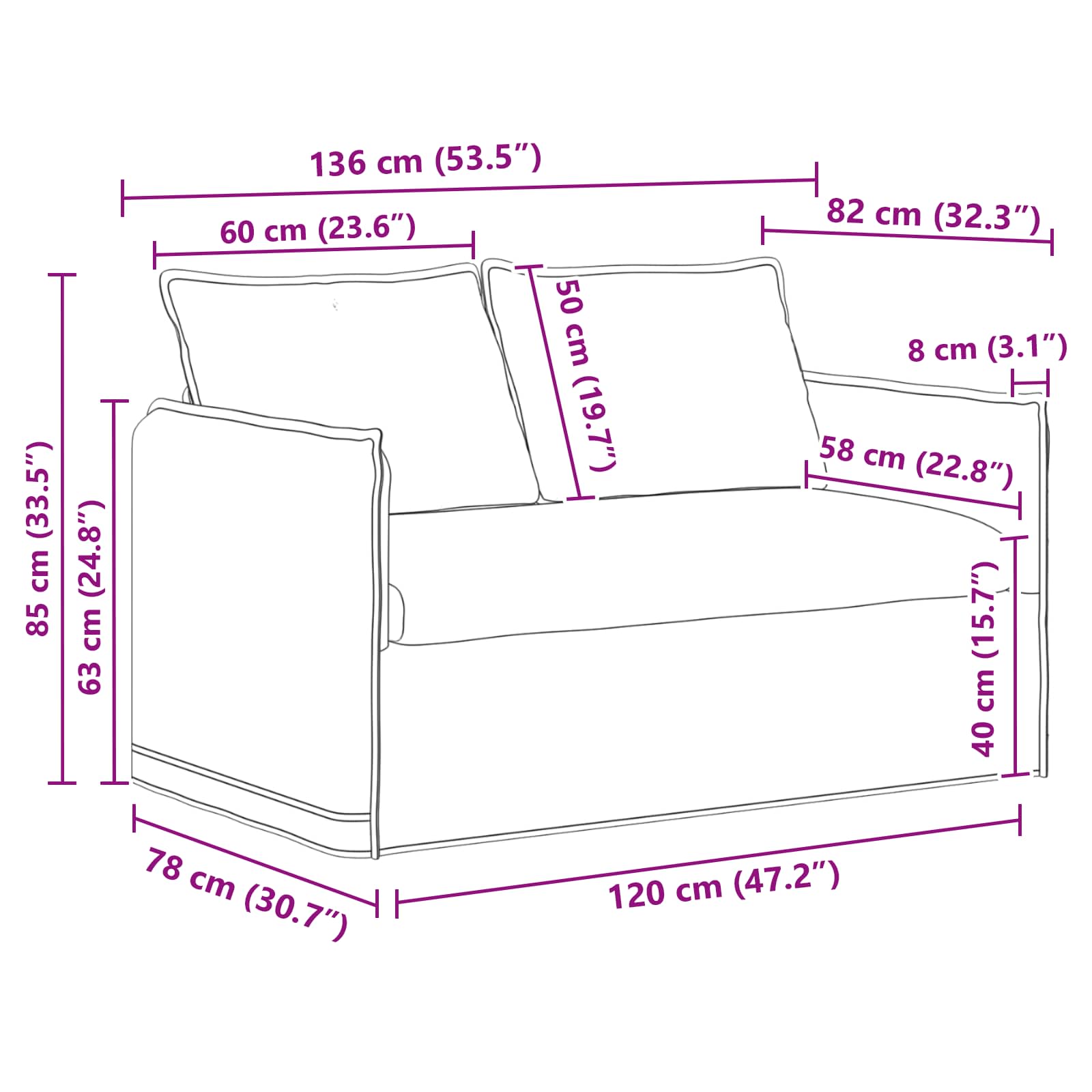 Set di divani 2 pcs Nero 136 x 82 x 85 cm Tessuto | homemem39
