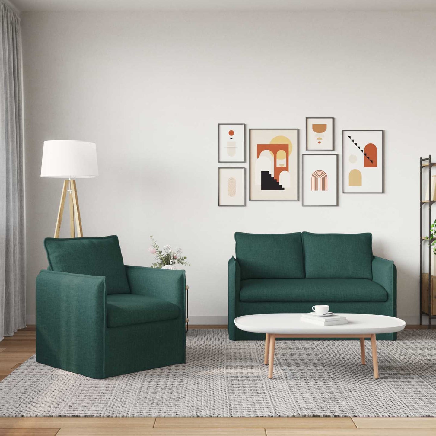 Set di divani 2 pcs Verde Scuro 136 x 82 x 85 cm Tessuto | homemem39