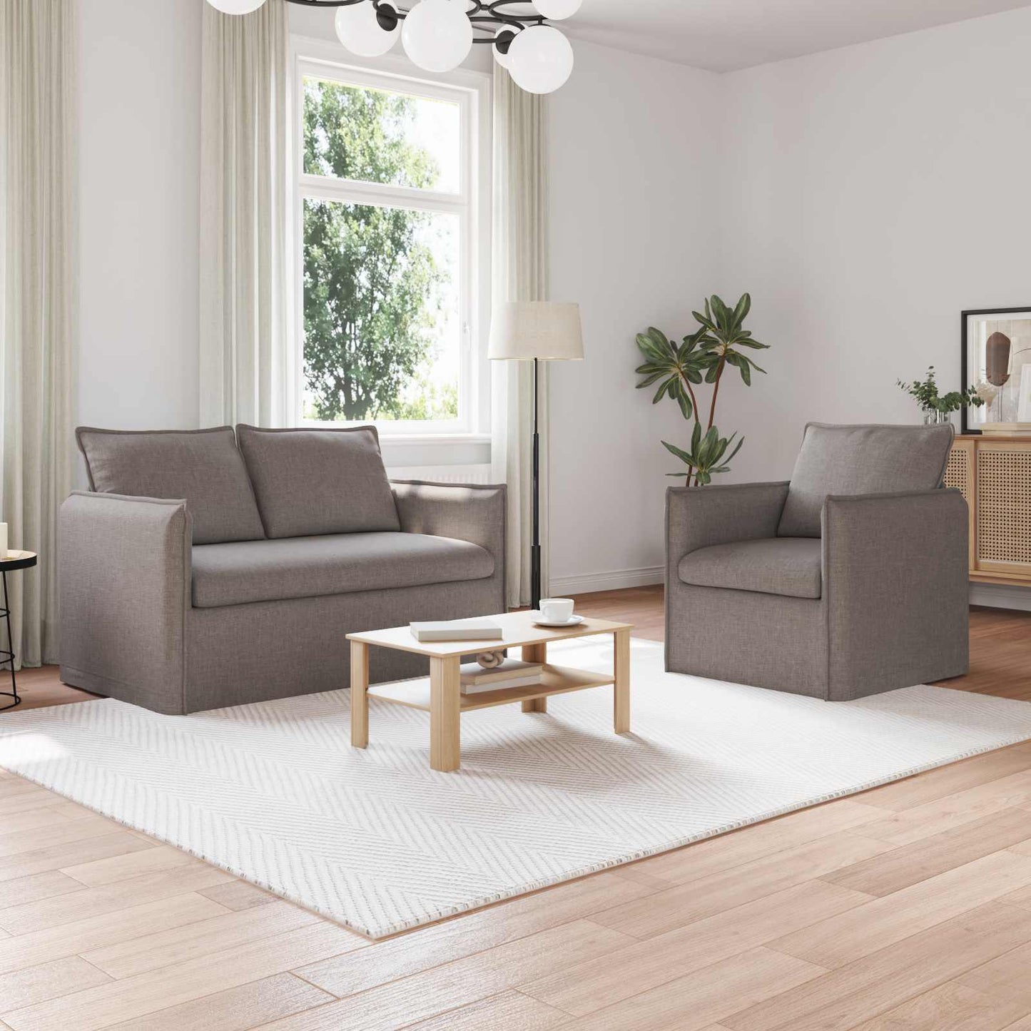 Set di divani 2 pcs Tortora 136 x 82 x 85 cm Tessuto | homemem39