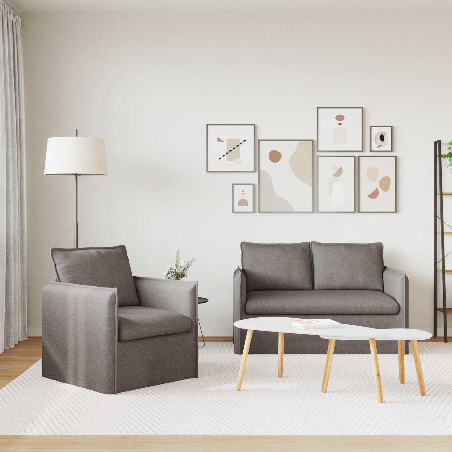 Set di divani 2 pcs Tortora 136 x 82 x 85 cm Tessuto | homemem39