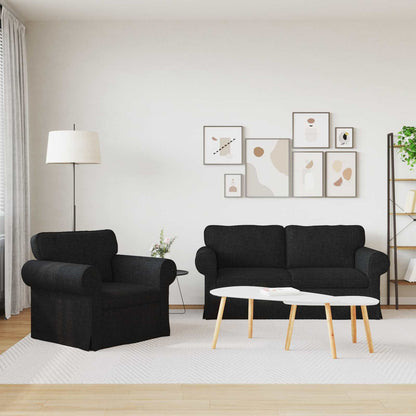 Set di divani 2 pcs Nero 175 x 82 x 80 cm Tessuto | homemem39