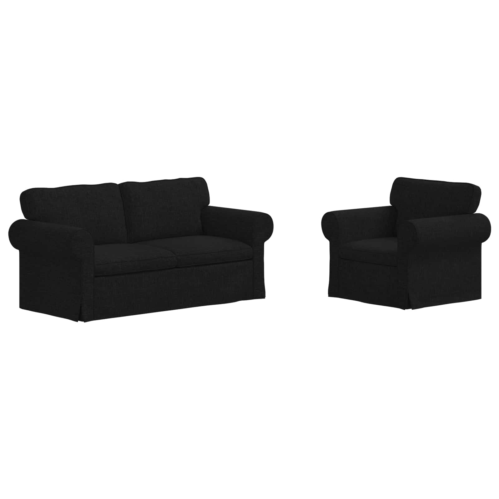 Set di divani 2 pcs Nero 175 x 82 x 80 cm Tessuto | homemem39
